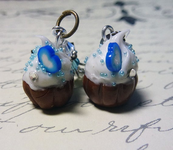 Blue Cupcake Earrings