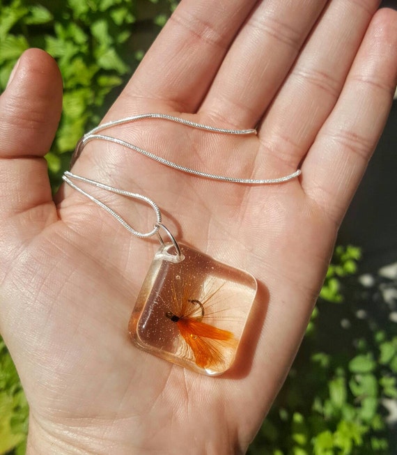 Hand Tied Fly Resin Charm, Necklace or Keychain