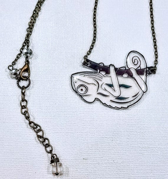 Chameleon Necklace. Whimsical statement necklace.