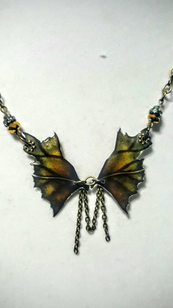 Moss Dragon Wings Necklace