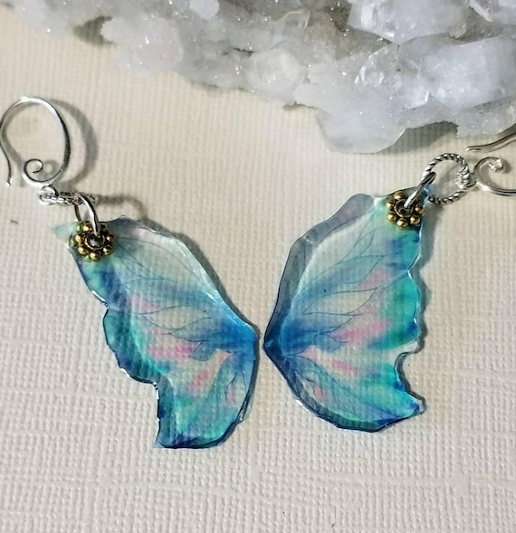 Icy Blue Fairy Wing Earrings