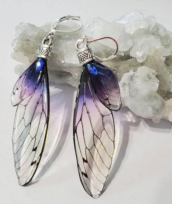 Iridescent FAIRY Wings Earrings - Perfect Plum