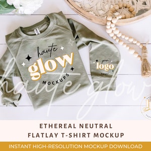 Bella Canvas Mockup White Marble 3650 Flatlay - Neutral Chic Shirt Mock up - Bella 3001 Mockup - TShirt - White Marble - Graphic Tee