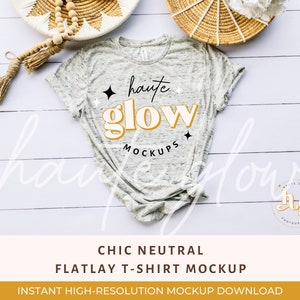 Bella Canvas Mockup White Marble 3650 Flatlay - Neutral Chic Shirt Mock up - Bella 3001 Mockup - TShirt - White Marble - Graphic Tee