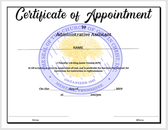 Pastoral Installation Certificate