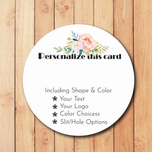 Cartes à bijoux personnalisées recto-verso, Présentoirs circulaires, Étiquettes volantes, Étiquettes à présenter, Coin arrondi, Étiquettes volantes découpées, Étiquette pour bijoux unique, REC2