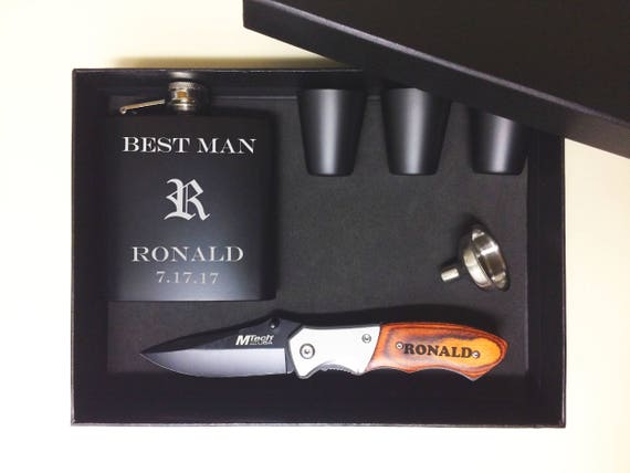 Best Man Proposal Gift Box Set | Personalized Flask Knife set | Engraved  Wedding Party Gift | Groomsmen Gift | Gift for Men | Boyfriend Gift