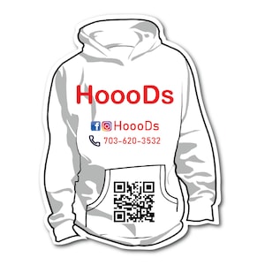 Hoodie  Business Cards QR Code, Die cut Business Cards, Apparel Business Card, Custom Shaped Business Card, Clothing Business Cards