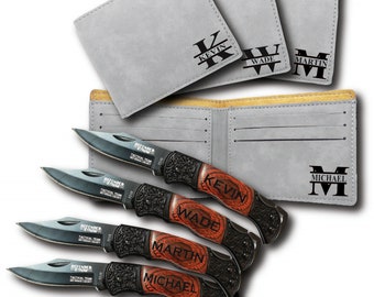 Groomsmen Gifts, Set of 6, Groomsman Proposal Gift, Man Gift, Groomsmen Gift Box, Engraved Knife Set, Best Man gift, Personalized Wallet