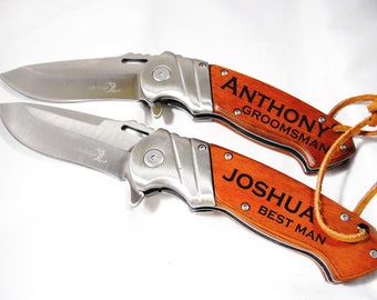 Personalized Pocket Knife for Groomsmen, Set of 3, Groomsmen Knives, Engraved Groomsman Knife, Groomsmen gift, Groomsmen Proposal, Wedding