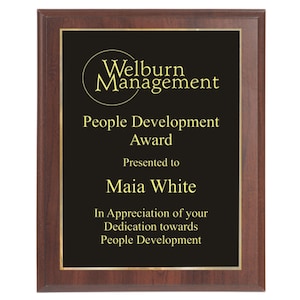 Engraved Award Wood Plaque, 7X9, Custom Trophy Award, Achievement Award, Sports Award, Retirement Plaque, Graduation Award, Personalized