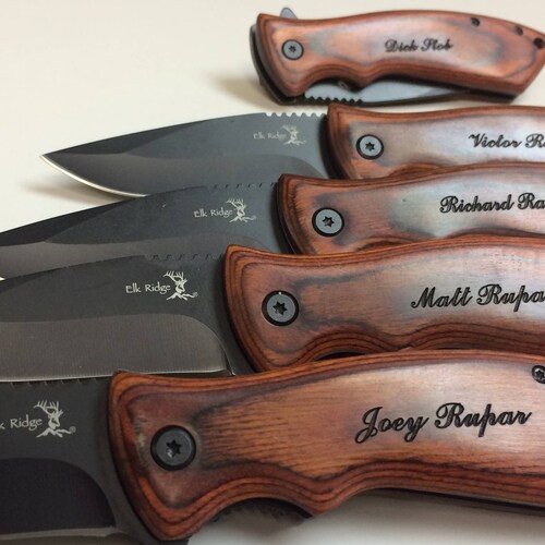 Engraved Knife Set of 6 Pocket Knife Personalized Pocket Etsy