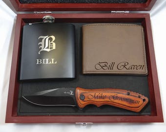 Bräutigam Geschenk set, Bräutigam Geschenk, Mann Geschenk, Personalisiertes Messer, Bräutigam Geschenkbox, Personalisierte Messer Set, Graviertes Geschenk, Beste Mann Geschenk