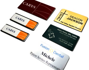 Custom Engraved Name Tags, Personalized ID/Name Badge, Plastic Name Badge, Metal Name Badge, Custom Name Tag, Office Badge, Identification