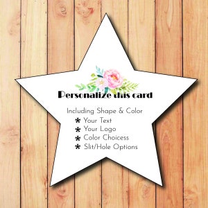Cartes à bijoux personnalisées recto-verso, Cartes à présenter avec étoile, Étiquettes volantes, Étiquettes à présenter, Coin étoile, Étiquettes volantes découpées, Étiquette pour bijoux unique, REC4