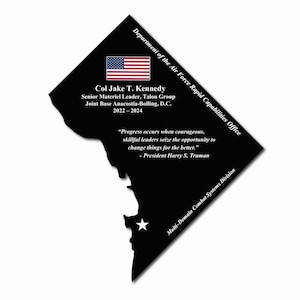Washington DC Ausschnitt Plakette, Zustand Ausschnitt Plakette, DC Ausschnitt, Individuell graviertes Zustand Ausschnitt Zeichen, Gedenkplakette, Anerkennung Militärpreis