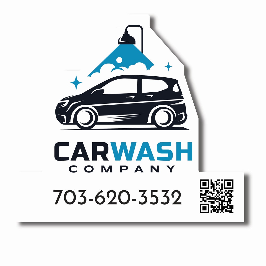 Car Wash Business Cards QR Code, Die Cut Business Cards, Auto Wash Business Card, Custom Shaped