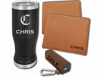 Personalized Gift Set | Engraved Power Bank | Monogrammed Wallet | Engraved Tumbler | Groomsmen Gift | Corporate Gift | Holiday Gift