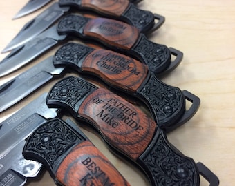 Groomsmen Gift Set of 16 Engraved Pocket Knives | Personalized Pocket Knife | Groomsman Gifts for Proposal at Wedding Party | Best Man Gift