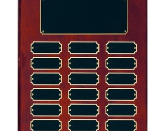 Perpetual Plaque Award, 18 plates, Multiple Name plates, Perpetual Award, 10.5X13, Ongoing Award, Trophy Award, Achievement Award, Rosewood