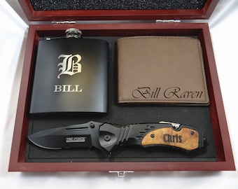 Regalos únicos para padrinos de boda / Caja de regalo personalizada para padrinos de boda / Juego de regalo costoso para padrinos de boda grabado / Regalo para el padre del novio / Regalo para la novia