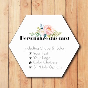 Cartes de bijoux personnalisées recto-verso, présentoirs hexagonaux, étiquettes volantes, étiquettes à présenter, code QR hexagonal, étiquettes découpées, étiquette de bijoux unique, REC5