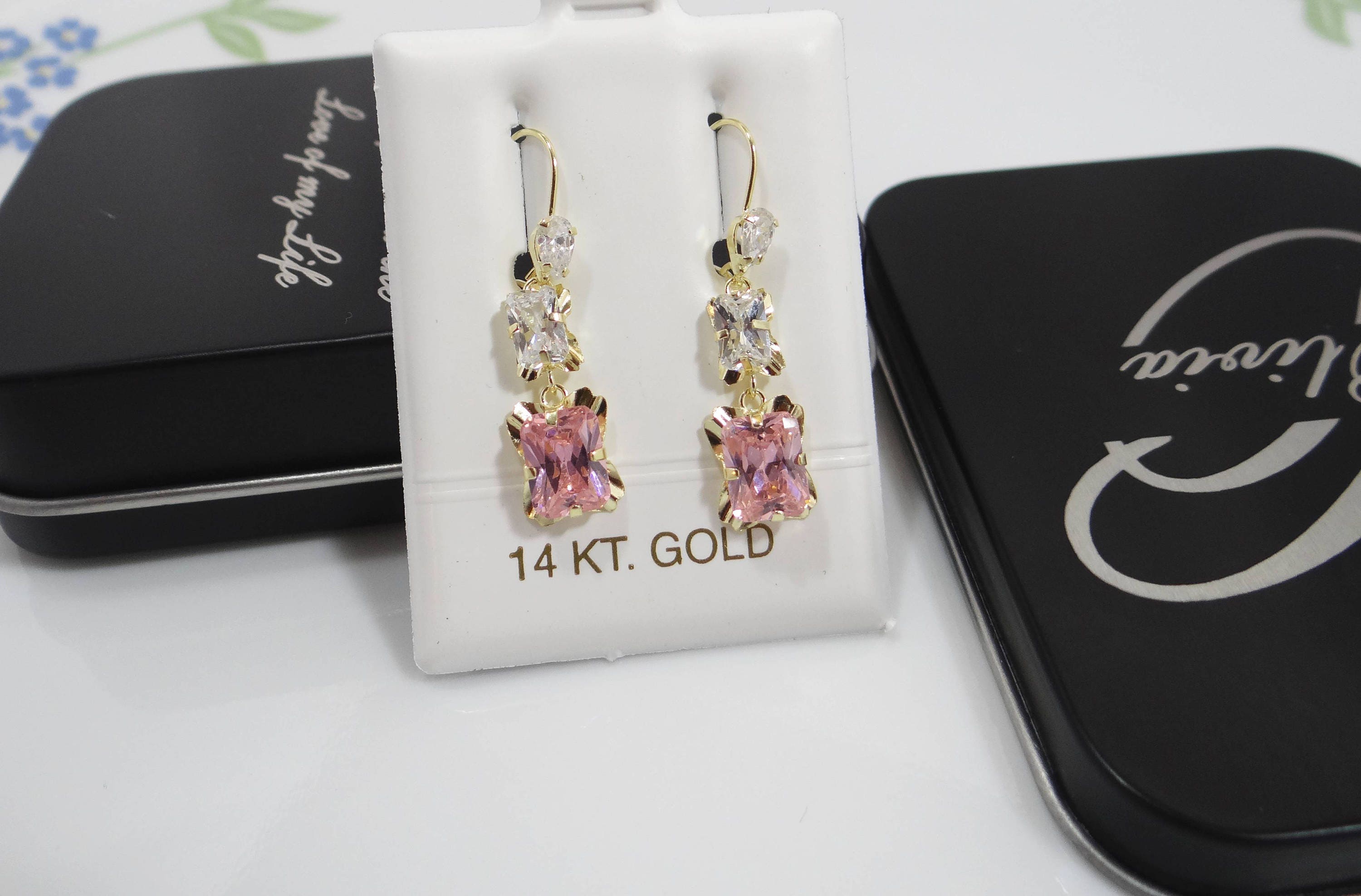 14K Gold Dangle Earrings Personalized Jewelry 14k Gold | Etsy