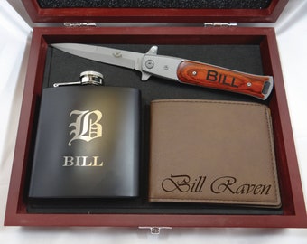 Groomsmen Gifts, Personalized Flask Set, Man Gift, Groomsman Gift Set, Engraved Pocket Knife, Best Man Gift Box, Wedding Party Gifts