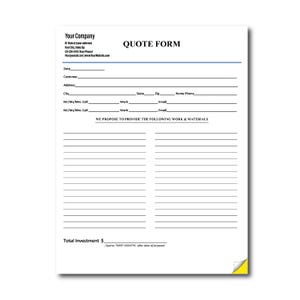 General Contractor Quote Form Custom Printed With Your Company ...
