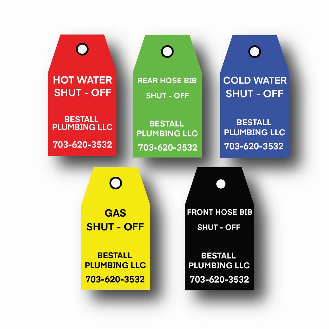 Engraved Valve Tags, Custom Stamped Plumbing Labels, Laser Engraved