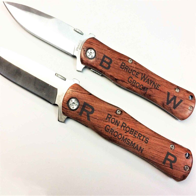 Engraved Pocket Knife Set of 5 Groomsmen Gift Folding Etsy