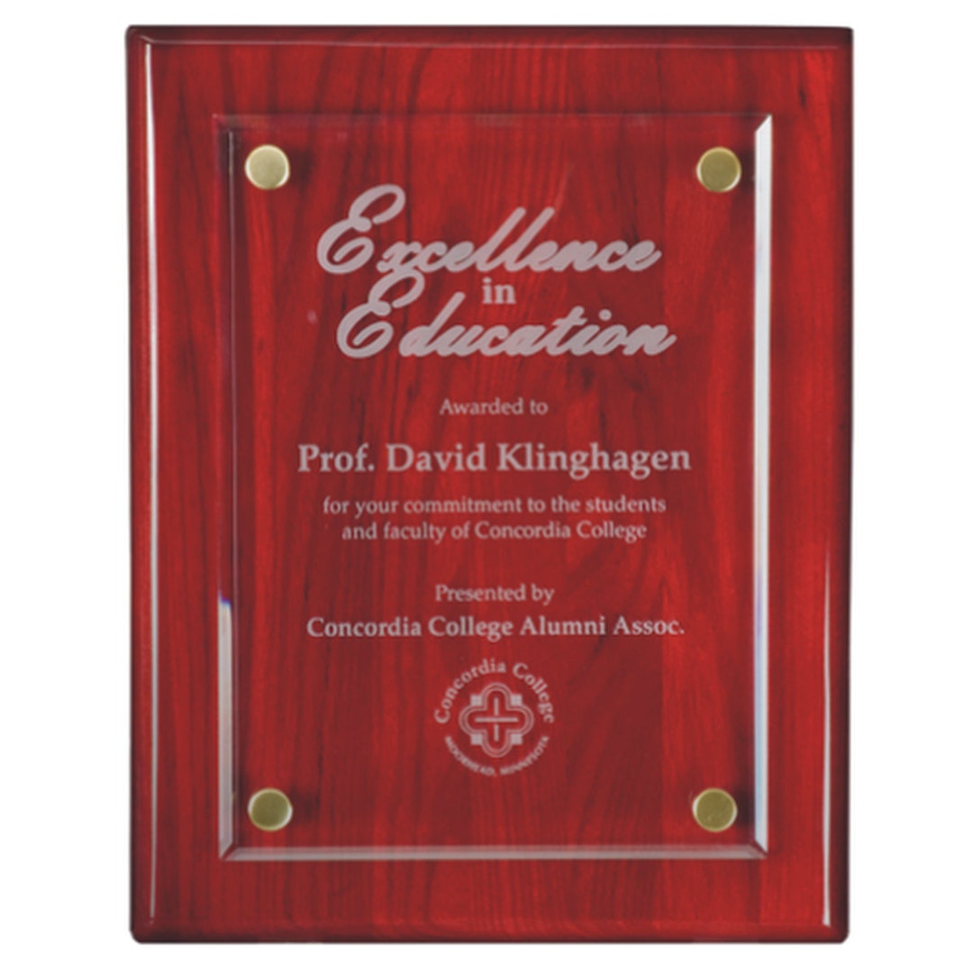 Engraved Acrylic Plaque Award, 11X13, Gloss Finish Wood, Achievement ...