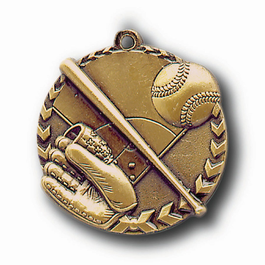 Engraved Baseball Softball Medals Set of 6 1.75 Antique Gold Engraved