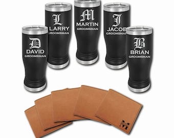 Groomsmen Gifts | Engraved Wallet | Personalized 14 oz Tumbler | Groomsmen Proposal | Groomsmen Gift Box Set | Boyfriend Gift | Engraved Mug