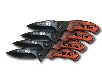 Personalized Pocket Knives | Set of 4 | Groomsmen Gifts | Engraved Pocket Knife | Groomsman Gift for Proposal at Wedding Party | Best Man |