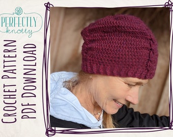 ODA Cable Slouch Hat Crochet PATTERN