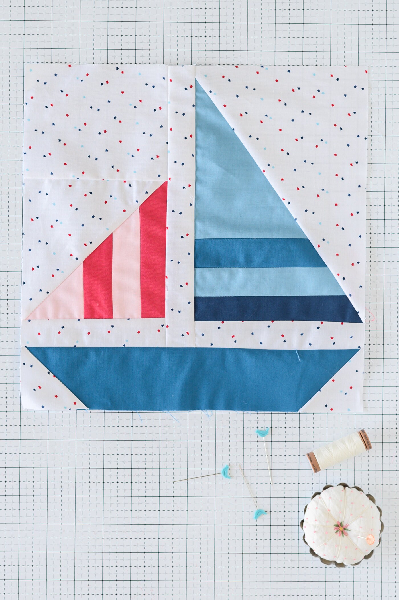 Patterned Sails Stripey Sails Sailboat Quilt Block PDF Pattern by Melissa Mortenson of ...
