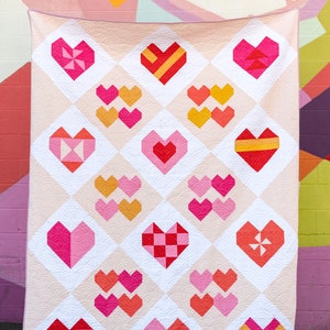 Alla hjärtans provmönster med hjärtmönster för quilt | Digitalt PDF-mönster av Melissa Mortenson från Polka Dot Chair