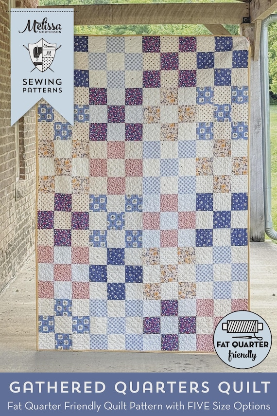 Gathered Quarters Fat Quarter Quilt Nine Patch Beginner Quilt Pattern by Melissa Mortenson of Polka Dot Chair
