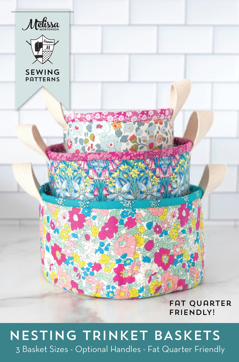 Nesting Fabric Baskets Sewing Pattern Digital PDF image 1