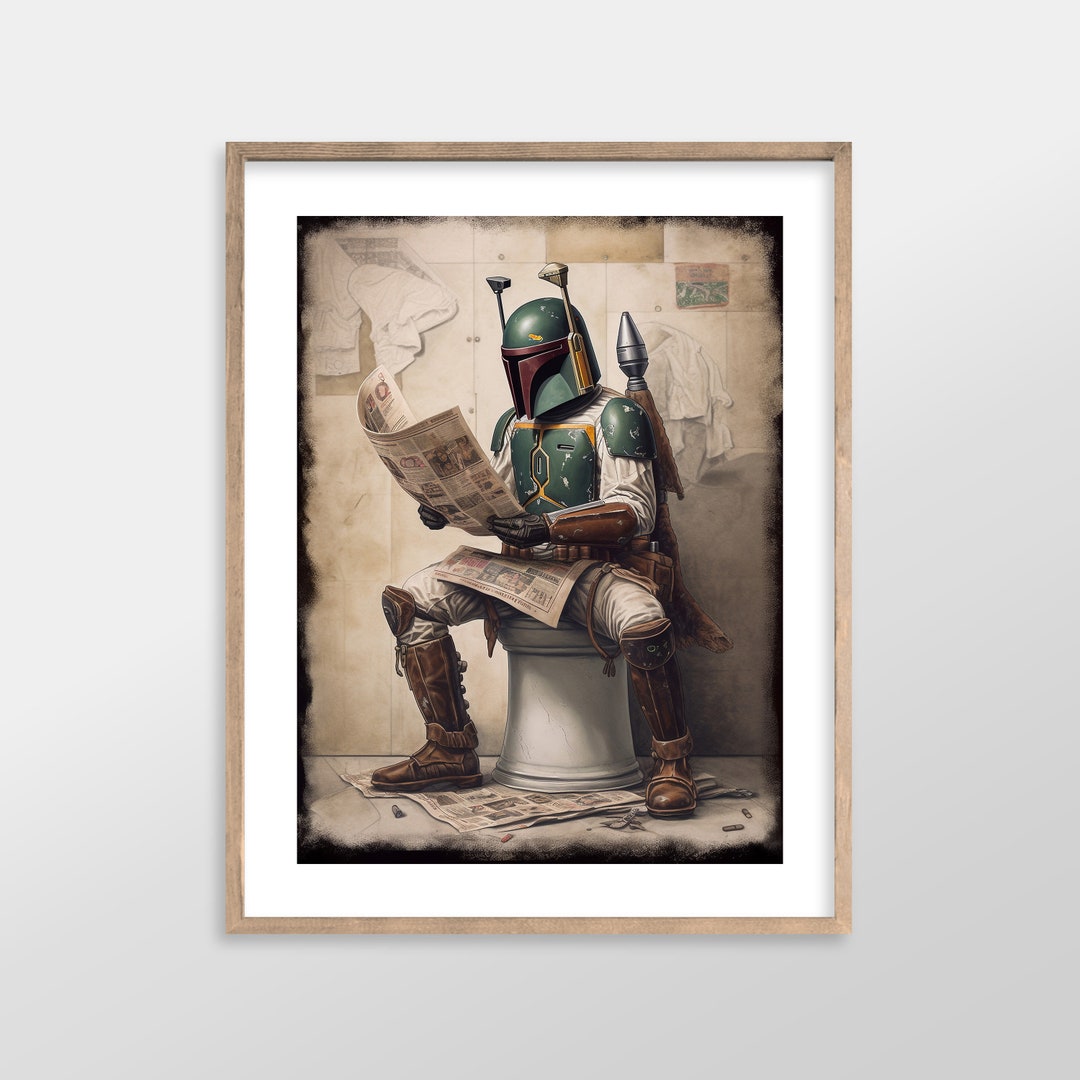 Boba Fett Star Wars Bathroom Art Prints Antique Vintage Oil Painting