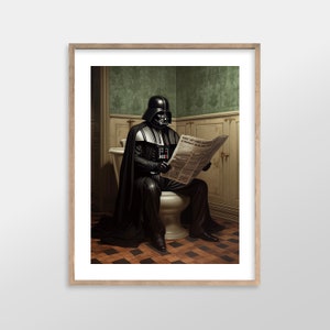 Darth Vader | Star Wars Bathroom Art Prints | Antique Vintage Oil Painting Art Print for Bathroom Decor | Aesthetic Wall Art, Ready to Frame