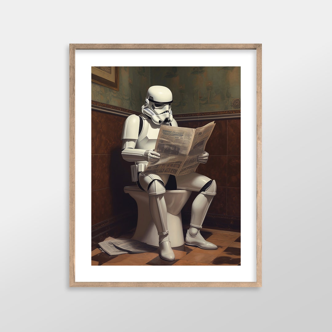 Stormtrooper Star Wars Bathroom Art Prints Antique Vintage Oil Painting