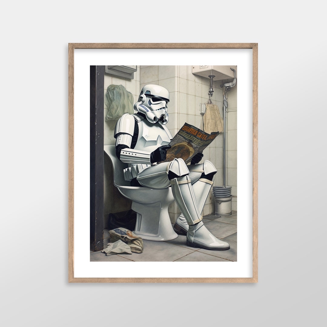 Stormtrooper Star Wars Bathroom Art Prints Antique Vintage Oil Painting