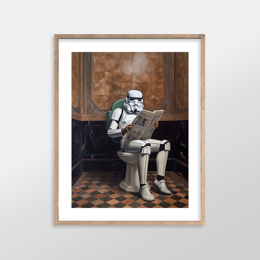 Stormtrooper Star Wars Bathroom Art Prints Antique Vintage Oil Painting