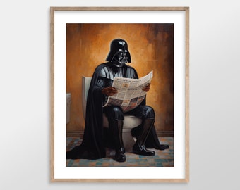 Darth Vader | Star Wars Bathroom Art Prints | Antique Vintage Oil Painting Art Print for Bathroom Decor | Aesthetic Wall Art, Ready to Frame