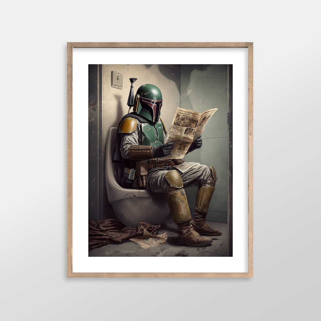 Boba Fett Star Wars Bathroom Art Prints Antique Vintage Oil Painting
