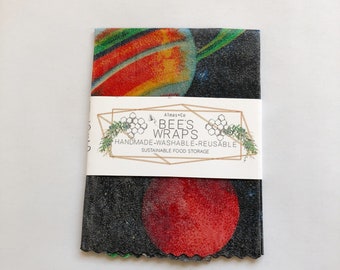 Space Print Beeswax Food Wraps. Outer Space.