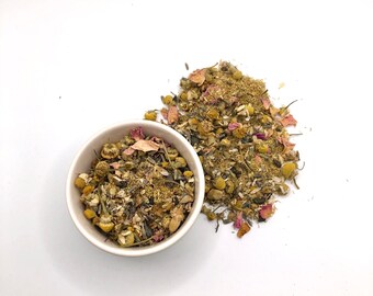 Organic Serenity Tea. Loose Leaf Tea Blend. Calming Tea Blend. Vegan Friendly Tea. Organic Tea Blend. Dried Herbal. Green Tea