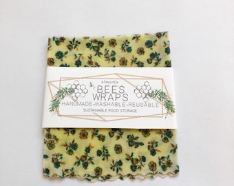 Vintage Small Floral Print Beeswax Food Wraps.